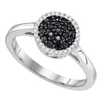 10k bijeli zlatni crni dijamantski halo klaster prsten CTTW