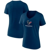 Ženska fanatics brendirana Navy Houston Texans Logo tima Lockup V-izrez majica