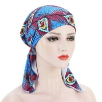 Wefuesd ženska povremena cvjetna tiskana glava kapa za šešir za glavu Turban Cap plavi