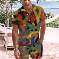 Lilgiuy muške ljetne odjeće modne kratke hlače za kratke rukave Dvije casual košulje na plaži