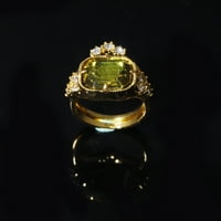 Xinqinghao Bright circon ring okrugli žuti kameni nakit modni nakit angažirani prsten za žene zlato