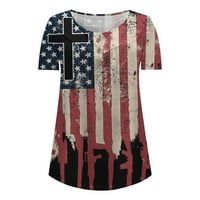 4. jula košulja za žene Ljeto V izrez kratkih rukava Američka zastava za zastavu Patriotsko odijelo