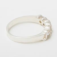 British napravio 10K bijelog zlatnog kulturnog bisera i kubnog cirkonije Ženske večne prstenove - veličine