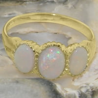 Britanci napravio 9k žuto zlato stvarne originalne Opal Womens Promise Ring - Opcije veličine - Veličina