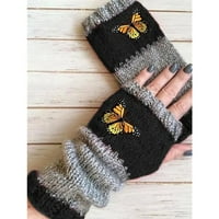 Zimske crne ručne ručne ručne rukavice vunene cvijeće male žene ručni pamuk