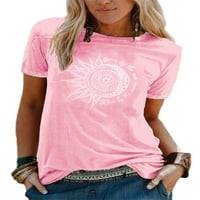 Osnovne košulje za žensku slatku grafičku majicu Casual Labavi okrugli vrat kratkih rukava kratkih rukava