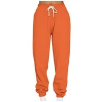Wavsuf ženske hlače plus veličina visokih uspona ravnotežnog nogu runo narančaste hlače veličine 3xl