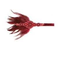 Labakihah trake za žene za žene Gatsby Flapper perje za glavu 20s Pribor za vjenčanicu crvena