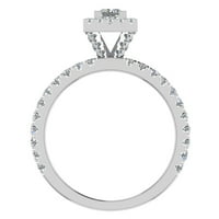 Petite zaručni prstenovi za žene princezo rezano halo dijamantni prsten 14k bijelo zlato 1. ct tw