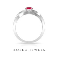 CT Jul Rođenje beskonačni prsten sa pasijansom Ruby i Diamond, srebrna srebra, SAD 11.50