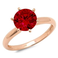 3. CT sjajan okrugli rez prozirni simulirani dijamant 18k 18K ružičasto zlato pasijans prsten sz 9.75