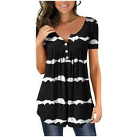 Penkaiy ženska modna tiskana labava majica kratkih rukava bluza okrugla vrat casual vrhovi ljetni svestrani