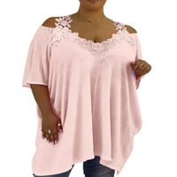 Yolossia Plus Veličina XL-6XL Ženska čipkasti sjajni hladni rame za preljev za preljevu Tunička bluza