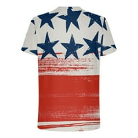 CLLIOS Dnevne košulje za muškarce Patriotske američke zastave Grafičke majice Atletska posada Vrat Top