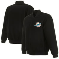 Muški JH dizajn Crni Miami Dolfini reverzibilna puna jakna