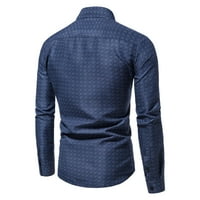 Na prodaju gumb dolje majice za muškarce tiskane bez gvožđa labavo majica s dugim rukavima, plava
