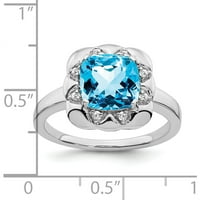 14k bijeli zlatni plavi topaz i dijamantni prsteni - JBSP