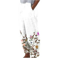XYSAQA proljetne odjeće za žene, ženske cvjetne hlače sa širokim nogama, ležerne kaznene elastične struke labave vrećaste pantalone s džepovima