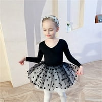 Dječaci Girls KDS postavio je solidna boja baleta plesna haljina dugih rukava bodi motocita tutu suknje