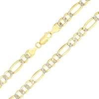 Nuragold 14k žuto zlato od punog figarog lančana veza Diamond Cut Pave Dvije ogrlice za tone, muški