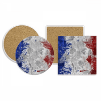 France Flag Country City Culture Coaster Cup Holder Apsorbent Stone Cork Base Set