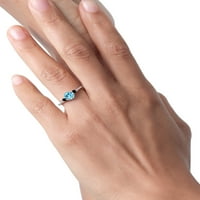 Gem Stone King 10k bijeli zlatni plavi apatit i crni dijamantski akcent 3-kameni zaručnički prsten za