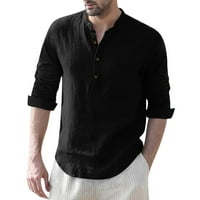Majica s MHPWFBE majice muške casual čvrste bluze džepni postolje na vrhu muške majice majice dugih