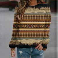 Ženska moda Retro etnička štampana bluza s dugim rukavima Okrugli vrat Ležerne prilike pulover vrhovi