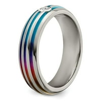 Edward Mirell Titanium Trpl Groove višebojni anodizirani bijeli safirni prsten veličine: 5; za odrasle