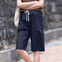 Ganfancp ljetne kratke hlače za žene Ležerne prilike petine hlača široke noge ravne hlače za noge čvrsti