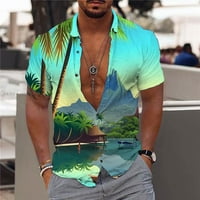 Muški havajski stil Top Big i Visok tropsko drisko drvo tiskanje kratkih rukava Ležerne tipke Down košulje