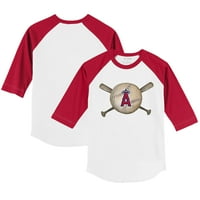 Toddler Tiny Turpap bijeli crveni los angeles anđeli bejzbol križni šišmiši 3 majica sa 4 rukava