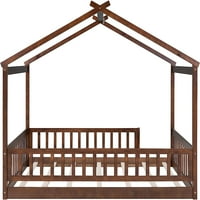 Krevet za kuću Potpitni krevet sa ogradom, drveni okvir kreveta u stilu Montessori za djecu, Zabavni