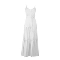 Amousa ženska modna casual personalizirana gumba V-izrez Patchwork Camisole haljina ljetna haljina