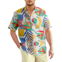 Muška havajska majica casual gumb niz kratki rukav cvjetni banana print plaža 6xl plus