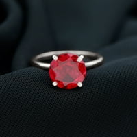 Ovjerena laboratorija stvorila ruby ​​solitaire prsten za žene, sterling srebrna, US 3,00