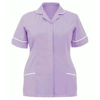 Profesionalni piling gumba za žene vrhovi univerzalne košulje nakupljenim radnom odjećom kratkih rukava