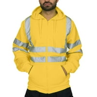 TOQOT MENS radne jakne - puni zip casual s kapuljačom lagane muške jesene jakne žute veličine xl