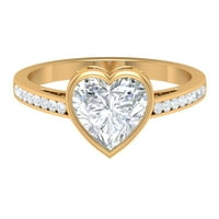 Rosec dragulji 2. CT Moissite Heart Solitaire zaručni prsten za žene, 14k žuto zlato, SAD 10,50