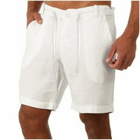SKSLOEG muške kratke hlače od 9 Pamučne kratke hlače za hlače za vježbanje hlače elastična struka crteža Ležerne prilike ljetne plaže joga pantalone sa džepovima, bijeli 2xl