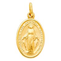 Dragocjene zvijezde 14k žuto zlato čudesna medalja Djevica Mary Privjesak - nema lanca, privjesak