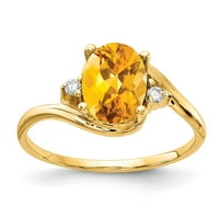 14k žuto zlato 8x ovalna cvjetna provjera vs pravi dijamantni prsten