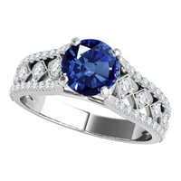 Aonejewelry 1. ct. HALO jedinstveni dizajn safir i dijamantni zaručni prsten izrađen u 14K čvrstog bijelog