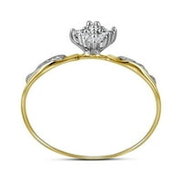 Žuti-tonski sterling srebrni ženski okrugli dijamantski srčani mamin klaster prsten cttw