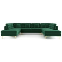 Cale Moderni dnevni boravak u obliku baršunasta u obliku baršunasta u obliku zelenog kauča u zelenoj