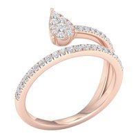10K Rose Gold okrugli dijamantski kruški suzarki spiralni prsten CTTW