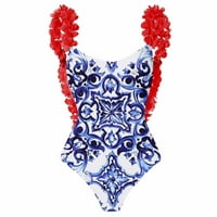 HVYesh jedno kupanje za žene visoki struk dva skromna oblikovanja ispisa Bikini kupaći kostim i šifon