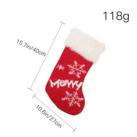 Božićne čarape 15,7 * Xmas Čarapa Super meka plišane klasične crvene i bijele viseće čarape