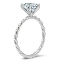 CT sjajan smaragdni rez prozirni simulirani dijamant 18k bijelo zlato Trobotan prsten s 5