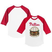 Dojenčad sićušni otvor bijeli Philadelphia Phillies Burger Raglan rukav majica